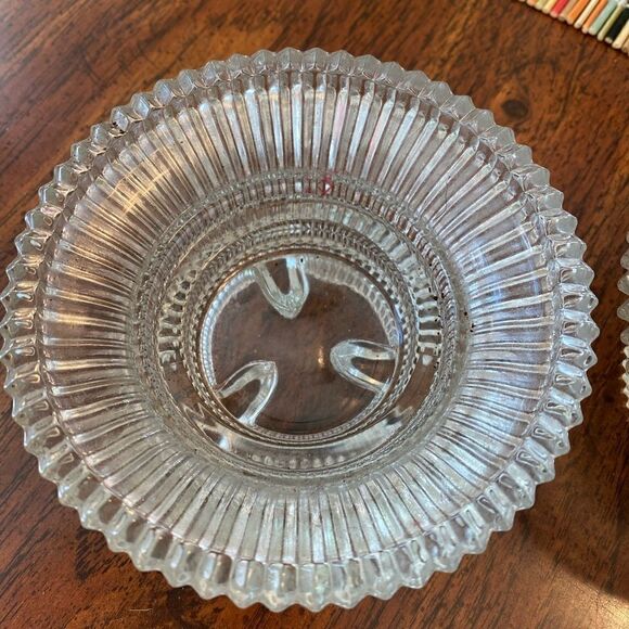 Reversible Pillar Taper Candle Holder Ribbed Crystal Glass Sawtooth - Picture 3 of 5